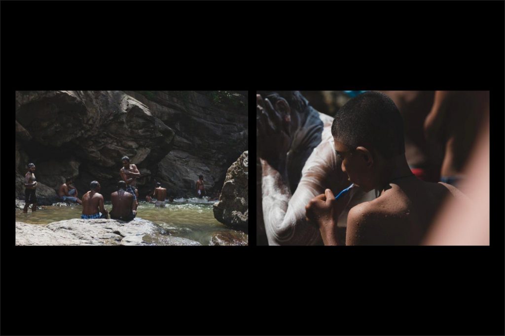 Sri Lanka photographer: bathing surrounded by rocks.