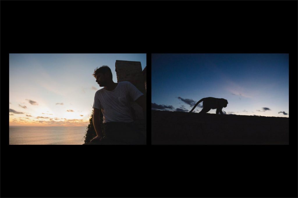 Photographer Bali: watching the sunset and the passing monkey.