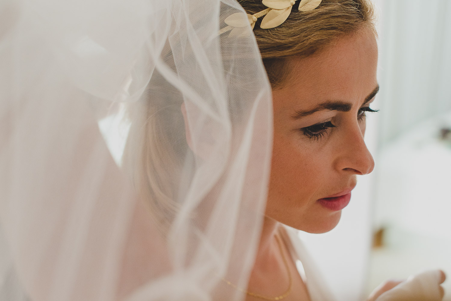 Wedding photographer Mykonos: close up of the bride at Mykonos wedding.